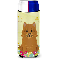 "Caroline's Treasures Easter Eggs Norwich Terrier Michelob Ultra Hugger For Slim Cans, Slim Can, Multicolor"