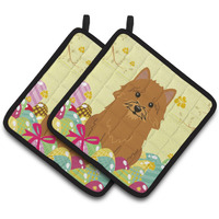 "Caroline's Treasures Easter Eggs Norwich Terrier Pair of Pot Holders, 7.5HX7.5W, Multicolor"