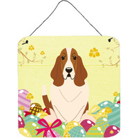 "Caroline's Treasures Easter Eggs Basset Hound Metal Print, 6 x 6, Multicolor"