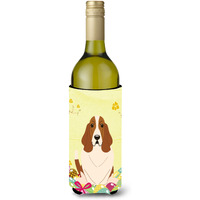 "Caroline's Treasures BB6021LITERK Easter Eggs Basset Hound Wine Bottle Beverage Insulator Hugger, 750ml, Multicolor"