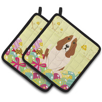 "Caroline's Treasures Easter Eggs Basset Hound Pair of Pot Holders, 7.5HX7.5W, Multicolor"