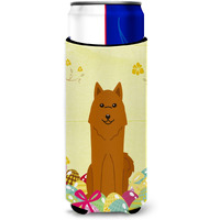 "Caroline's Treasures Easter Eggs Karelian Bear Dog Michelob Ultra Hugger For Slim Cans, Slim Can, Multicolor"