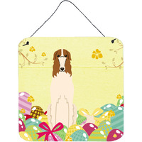"Caroline's Treasures Easter Eggs Borzoi Metal Print, 6 x 6, Multicolor"