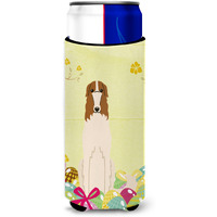 "Caroline's Treasures Easter Eggs Borzoi Michelob Ultra Hugger For Slim Cans, Slim Can, Multicolor"