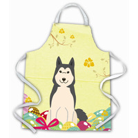 "Caroline's Treasures Easter Eggs West Siberian Laika Spitz Apron, Large, Multicolor"