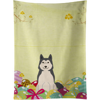 "Caroline's Treasures Easter Eggs West Siberian Laika Spitz Kitchen Towel, Multicolor, 25"" x 15"""
