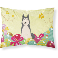 Easter Eggs West Siberian Laika Spitz Fabric Standard Pillowcase