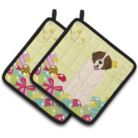 "Caroline's Treasures Easter Eggs Moscow Watchdog Pair of Pot Holders, 7.5HX7.5W, Multicolor"