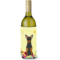 "Caroline's Treasures BB6028LITERK Easter Eggs Manchester Terrier Wine Bottle Beverage Insulator Hugger, 750ml, Multicolor"