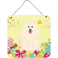 "Caroline's Treasures Easter Eggs Samoyed Metal Print, 6 x 6, Multicolor"