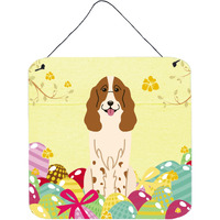 "Caroline's Treasures Easter Eggs Russian Spaniel Metal Print, 6 x 6, Multicolor"
