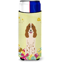 "Caroline's Treasures Easter Eggs Russian Spaniel Michelob Ultra Hugger For Slim Cans, Slim Can, Multicolor"
