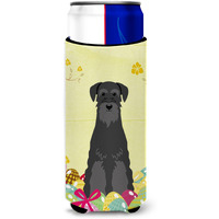 "Caroline's Treasures Easter Standard Schnauzer black Michelob Ultra Hugger For Slim Cans, Slim Can, Multicolor"