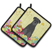 "Caroline's Treasures BB6032PTHD Easter Standard Schnauzer Pair of Pot Holders, 7.5"" x 7.5"", Multicolor"