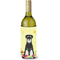 "Caroline's Treasures BB6033LITERK Easter Schnauzer Salt Pepper Wine Bottle Beverage Insulator Hugger, 750ml, Multicolor"
