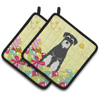 "Caroline's Treasures Easter Schnauzer Salt Pepperpair of Pot Holders, 7.5HX7.5W, Multicolor"