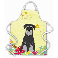 "Caroline's Treasures Easter Eggs Standard Schnauzer black Grey Apron, Large, Multicolor"