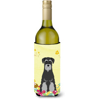 "Caroline's Treasures BB6034LITERK Easter Standard Schnauzer Wine Bottle Beverage Insulator Hugger, 750ml, Multicolor"