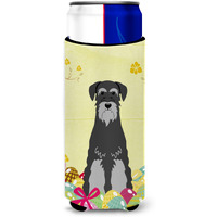 "Caroline's Treasures Easter Schnauzer black Grey Michelob Ultra Hugger For Slim Cans, Slim Can, Multicolor"