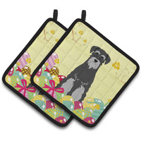 "Caroline's Treasures BB6034PTHD Easter Standard Schnauzer Pair of Pot Holders, 7.5"" x 7.5"", Multicolor"