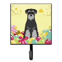 "Caroline's Treasures Eggs Easter Standard Schnauzer Black Grey Wall Hook, Small, Multicolor"