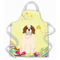 "Caroline's Treasures Easter Eggs Saint Bernard Apron, Large, Multicolor"