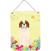 "Caroline's Treasures Easter Eggs Saint Bernard Metal Print, 16 x 12, Multicolor"