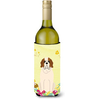 "Caroline's Treasures BB6035LITERK Easter Eggs Saint Bernard Wine Bottle Beverage Insulator Hugger, 750ml, Multicolor"
