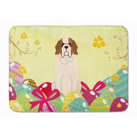 "Caroline's Treasures Easter Eggs Saint Bernard Machine Washable Memory Foam Mat doormats, Multicolor"