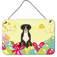 "Caroline's Treasures Easter Eggs Greater Swiss Mountain Dog Metal Print, 8""H x 12""W, Multicolor"