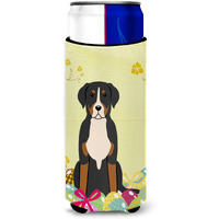 "Caroline's Treasures Easter Greater Swiss Mountain Dog Michelob Ultra Hugger For Slim Cans, Slim Can, Multicolor"