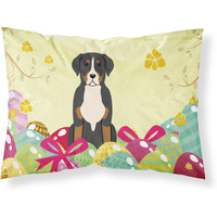 Easter Eggs Greater Swiss Mountain Dog Fabric Standard Pillowcase