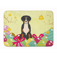 "Caroline's Treasures Easter Eggs Greater Swiss Mountain Dog Machine Washable Memory Foam Mat doormats, Multicolor"