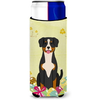 "Caroline's Treasures Easter Eggs Entlebucher Michelob Ultra Hugger For Slim Cans, Slim Can, Multicolor"