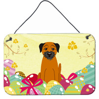 "Caroline's Treasures Easter Eggs Border Terrier Metal Print, 8""H x 12""W, Multicolor"
