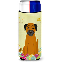 "Caroline's Treasures Easter Eggs Border Terrier Michelob Ultra Hugger For Slim Cans, Slim Can, Multicolor"