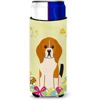 "Caroline's Treasures Easter Eggs Beagle Tricolor Michelob Ultra Hugger For Slim Cans, Slim Can, Multicolor"