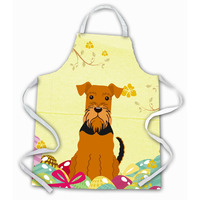 "Caroline's Treasures Easter Eggs Airedale Apron, Large, Multicolor"