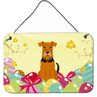 "Caroline's Treasures Easter Eggs Airedale Metal Print, 8"" H x 12"" W"