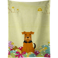 "Caroline's Treasures Easter Eggs Airedale Kitchen Towel, Multicolor, 25"" x 15"""
