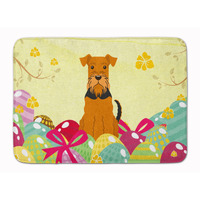 "Caroline's Treasures Easter Eggs Airedale Machine Washable Memory Foam Mat doormats, Multicolor"