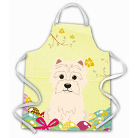 "Caroline's Treasures Easter Eggs Westie Apron, Large, Multicolor"