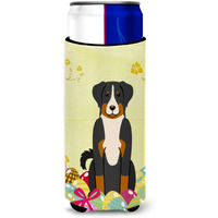 "Caroline's Treasures Easter Eggs Appenzeller Sennenhund Michelob Ultra Hugger For Slim Cans, Slim Can, Multicolor"