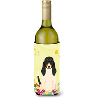 "Caroline's Treasures BB6044LITERK Easter Eggs Swiss Hound Wine Bottle Beverage Insulator Hugger, 750ml, Multicolor"
