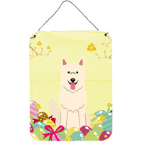 "Caroline's Treasures Easter Eggs White German Shepherd Metal Print, 16 x 12, Multicolor"