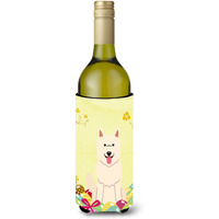 "Caroline's Treasures BB6045LITERK Easter White German Shepherd Wine Bottle Beverage Insulator Hugger, 750ml, Multicolor"