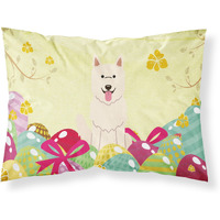 Easter Eggs White German Shepherd Fabric Standard Pillowcase