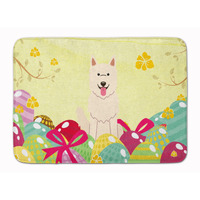 Caroline's Treasures Easter Eggs White German Shepherd Machine Washable Memory Foam Mat doormats