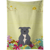 "Caroline's Treasures Easter Eggs Staffordshire Bull Terrier Blue Kitchen Towel, Multicolor, 25"" x 15"""