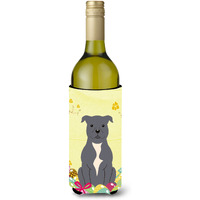 "Caroline's Treasures BB6046LITERK Easter Staffie Bull Terrier Wine Bottle Beverage Insulator Hugger, 750ml, Multicolor"